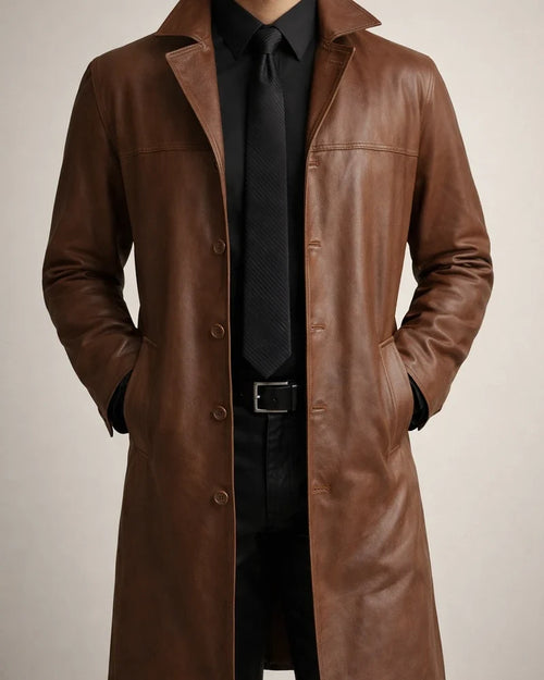 Men's Winter Coat Faux Leather Jacket Party Business Winter Fall Faux Leather Windproof Warm Outerwear Clothing Apparel Artistic / Retro Cosplay Pure Color Pocket Turndown Single Breasted | JRSEE:82e038ba-74a3-4fe4-b19e-29dd443fc562