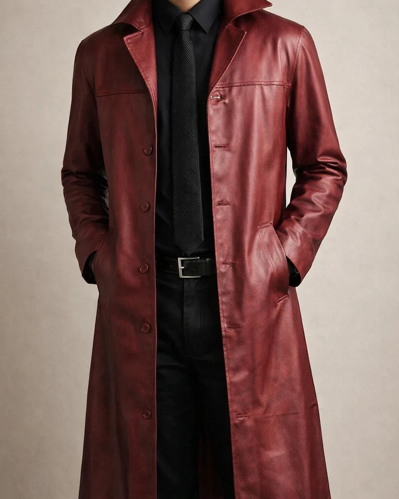 Men's Winter Coat Faux Leather Jacket Party Business Winter Fall Faux Leather Windproof Warm Outerwear Clothing Apparel Artistic / Retro Cosplay Pure Color Pocket Turndown Single Breasted | JRSEE:9e7c6058-5e87-4c67-a6f5-dc8afd47ca6a
