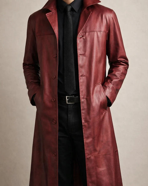 Men's Winter Coat Faux Leather Jacket Party Business Winter Fall Faux Leather Windproof Warm Outerwear Clothing Apparel Artistic / Retro Cosplay Pure Color Pocket Turndown Single Breasted | JRSEE:9e7c6058-5e87-4c67-a6f5-dc8afd47ca6a
