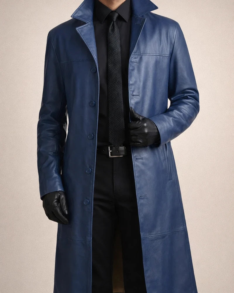Men's Winter Coat Faux Leather Jacket Party Business Winter Fall Faux Leather Windproof Warm Outerwear Clothing Apparel Artistic / Retro Cosplay Pure Color Pocket Turndown Single Breasted | JRSEE:98de9ca6-e69e-47ef-add1-c85714a63f6d
