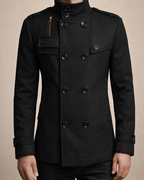 Men's Winter Coat Peacoat Wool Overcoat Double Breasted Business Casual Regular Slim Fit Warm Solid Colored Fall Long Sleeve Thick Classic Trench Coat Office Daily Work | JRSEE:b19d4a13-e2dc-40ee-b097-e001718d8058