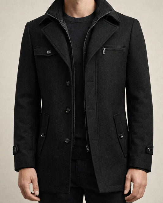 Men's Winter Coat Wool Coat Overcoat Business Camping & Hiking Winter Wool Windproof Warm Outerwear Clothing Apparel Basic Essential Solid Colored Turndown | JRSEE:1385690c-6799-401c-b72c-180577e7a17a