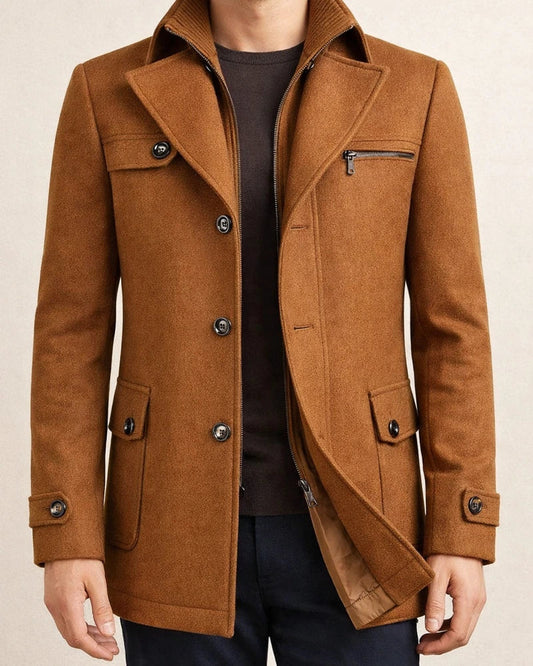 Men's Winter Coat Wool Coat Overcoat Business Camping & Hiking Winter Wool Windproof Warm Outerwear Clothing Apparel Basic Essential Solid Colored Turndown | JRSEE:21c33230-dbf6-44b1-958c-a876c8c88e11