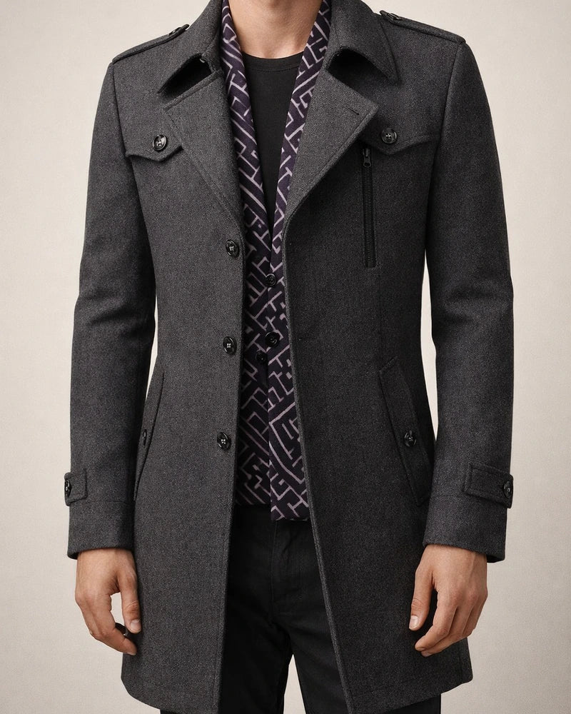 Men's Winter Coat Wool Coat Overcoat Business Casual Winter Wool Outerwear Clothing Apparel Notch lapel collar | JRSEE:fc90415f-3421-4399-813e-92f4fae14641
