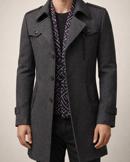 Men's Winter Coat Wool Coat Overcoat Business Casual Winter Wool Outerwear Clothing Apparel Notch lapel collar | JRSEE:fc90415f-3421-4399-813e-92f4fae14641