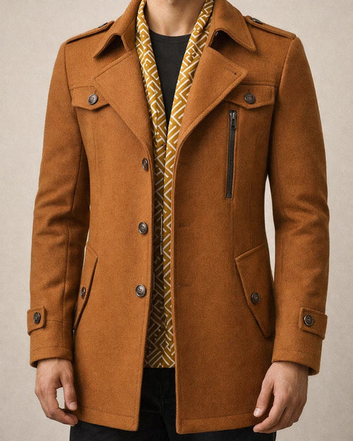 Men's Winter Coat Wool Coat Overcoat Business Casual Winter Wool Outerwear Clothing Apparel Notch lapel collar | JRSEE:01456336-e9fa-48f2-9c46-c7fe12f0b5db