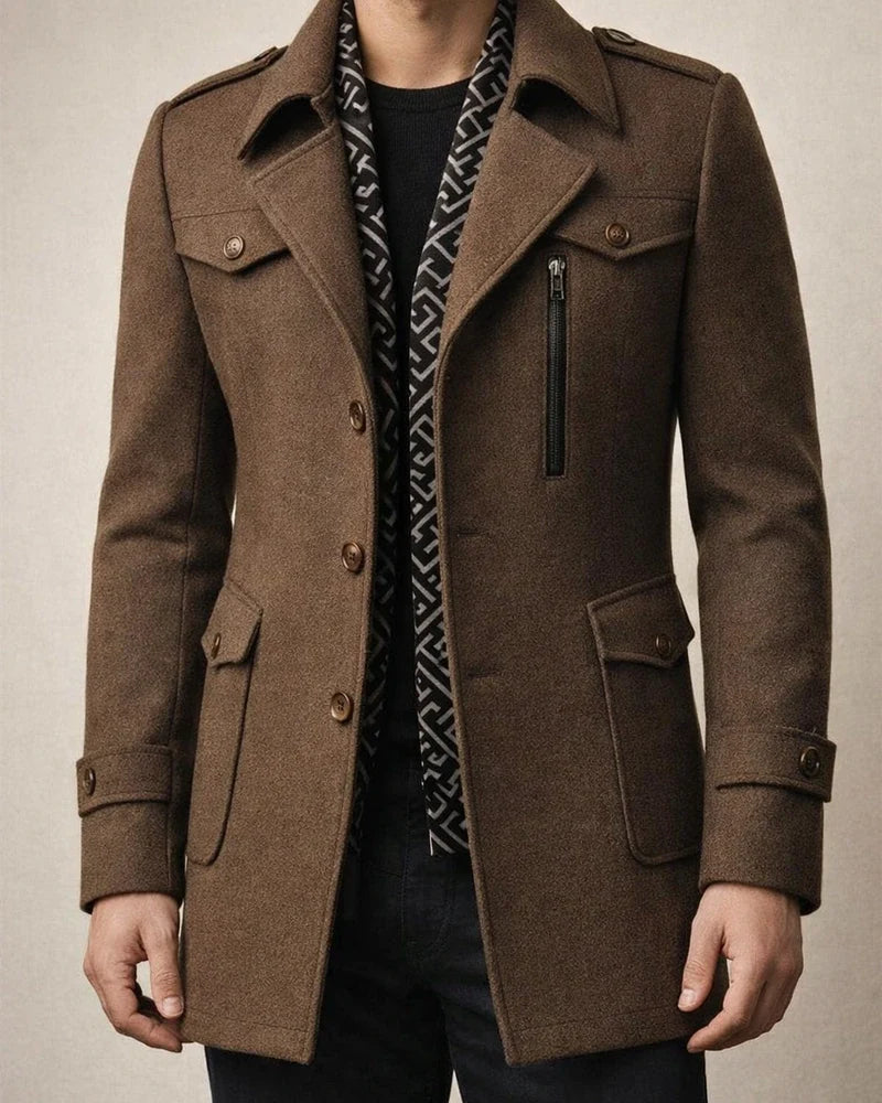 Men's Winter Coat Wool Coat Overcoat Business Casual Winter Wool Outerwear Clothing Apparel Notch lapel collar | JRSEE:734f9e26-b445-475f-98d9-38b24f46de40