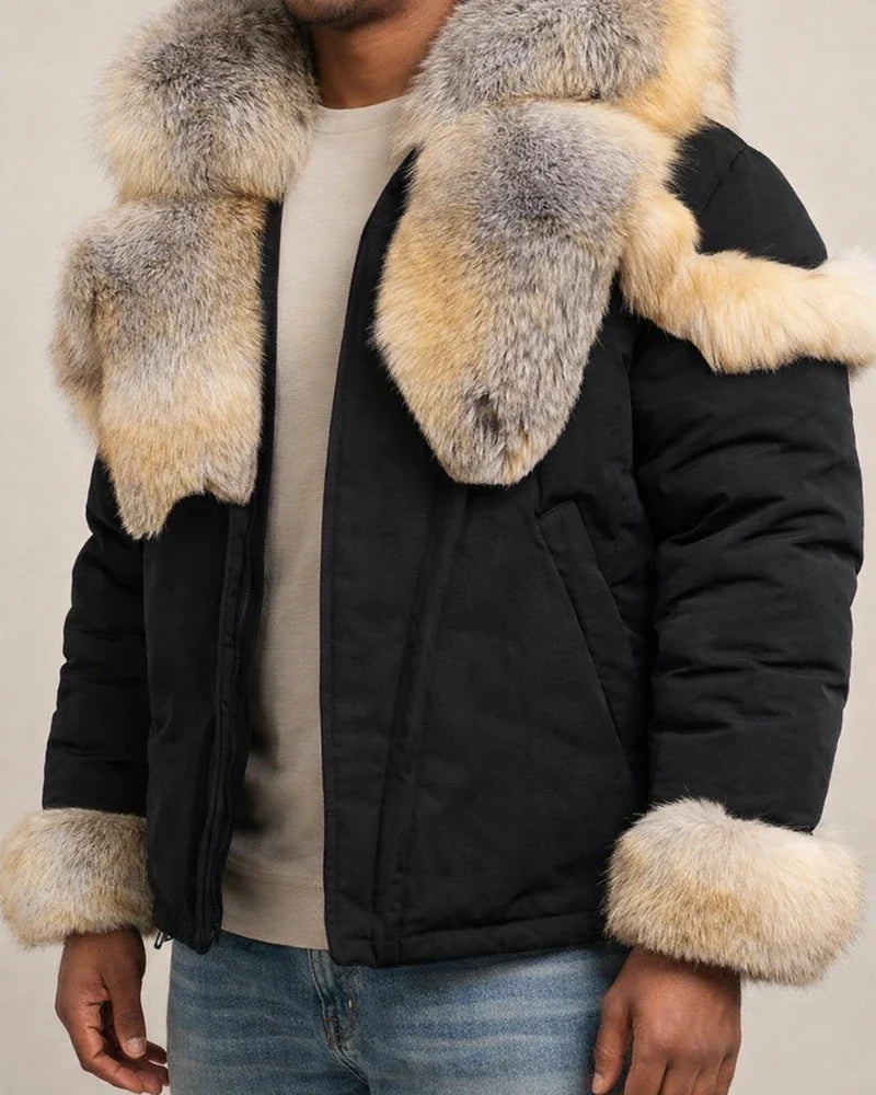 Men's Winter Jacket Winter Coat Fur Coat Soft Outdoor Casual / Daily Daily Wear Vacation Going out Zipper Lapel Warm Ups Comfort Jacket Outerwear Pure Color Fur Trim Pocket Black Khaki Gray | JRSEE:482e7889-f0ac-4a71-9004-9b4b2f69f125
