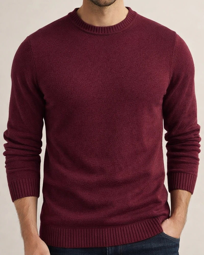 Men's Wool Inner Knit Sweater Round Neck Sweater White Black Burgundy Khaki Navy Brown S-2XL | JRSEE:af9ed086-957f-4659-8d08-8a3e1adbd235