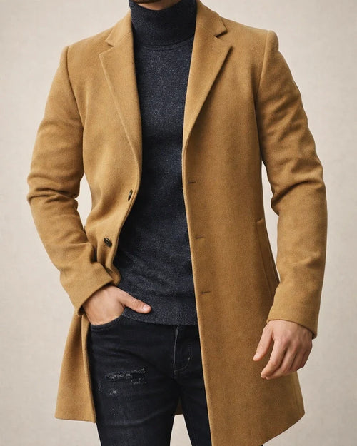 Men's Woolen Coat | Men's Mid-Length Wool Trench Coat | Woolen Outerwear | JRSEE:bcd4c12a-c59b-4660-9d89-0e1e4afebcdc