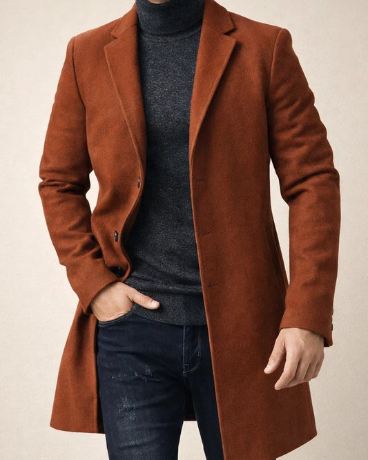 Men's Woolen Coat | Men's Mid-Length Wool Trench Coat | Woolen Outerwear | JRSEE:32dd00e9-07f2-449b-bff0-444952905cad
