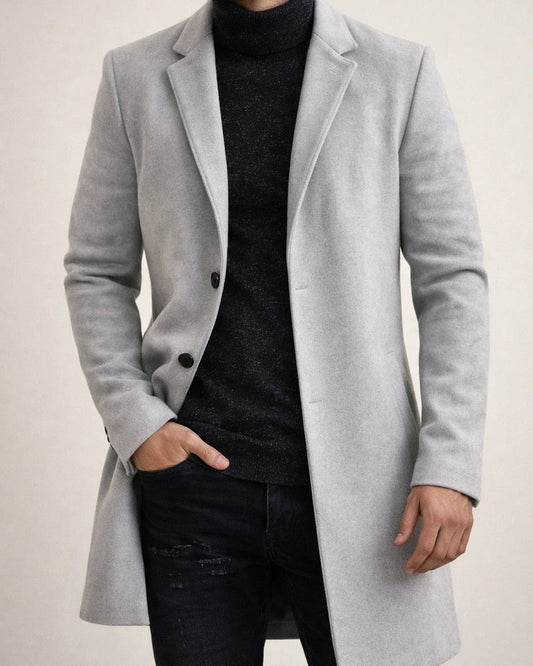 Men's Woolen Coat | Men's Mid-Length Wool Trench Coat | Woolen Outerwear | JRSEE:efd37ef4-4833-4f05-b3b9-8443375222c9