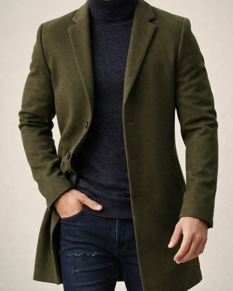 Men's Woolen Coat | Men's Mid-Length Wool Trench Coat | Woolen Outerwear | JRSEE:4b903d40-5f41-450c-8e11-622f43cc44fe