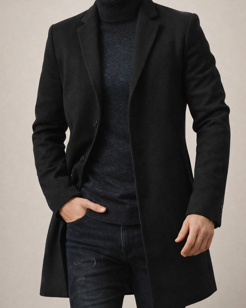 Men's Woolen Coat | Men's Mid-Length Wool Trench Coat | Woolen Outerwear | JRSEE:dfbc1a11-e36d-47fd-b0c6-0c0049684eeb