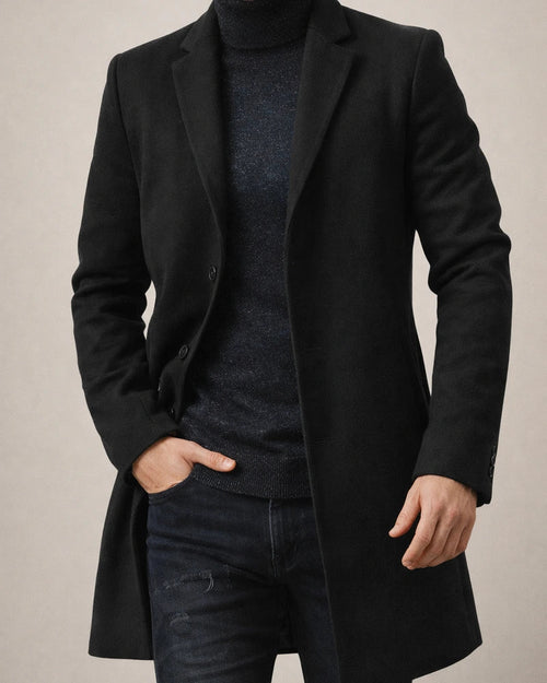 Men's Woolen Coat | Men's Mid-Length Wool Trench Coat | Woolen Outerwear | JRSEE:dfbc1a11-e36d-47fd-b0c6-0c0049684eeb