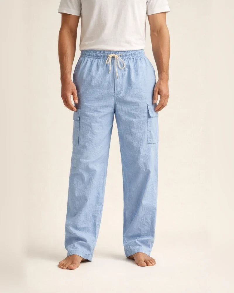 Men's Workwear Multi-Pocket Straight-Leg Linen Pants Relaxed Fit Solid Color | JRSEE:12503aec-b109-444a-81eb-3ea93be30ca9