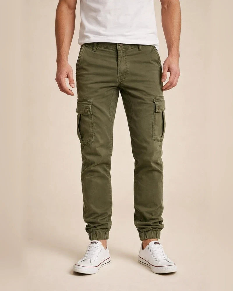 Men's Woven Casual Pants with Workwear Pockets and Cuffed Legs Solid Color Casual Pants | JRSEE:60cb2a16-dd1e-4880-8e63-84858b12797f