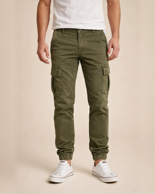 Men's Woven Casual Pants with Workwear Pockets and Cuffed Legs Solid Color Casual Pants | JRSEE:60cb2a16-dd1e-4880-8e63-84858b12797f