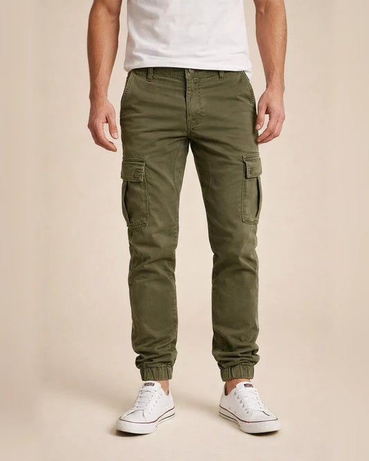 Men's Woven Casual Pants with Workwear Pockets and Cuffed Legs Solid Color Casual Pants | JRSEE:60cb2a16-dd1e-4880-8e63-84858b12797f