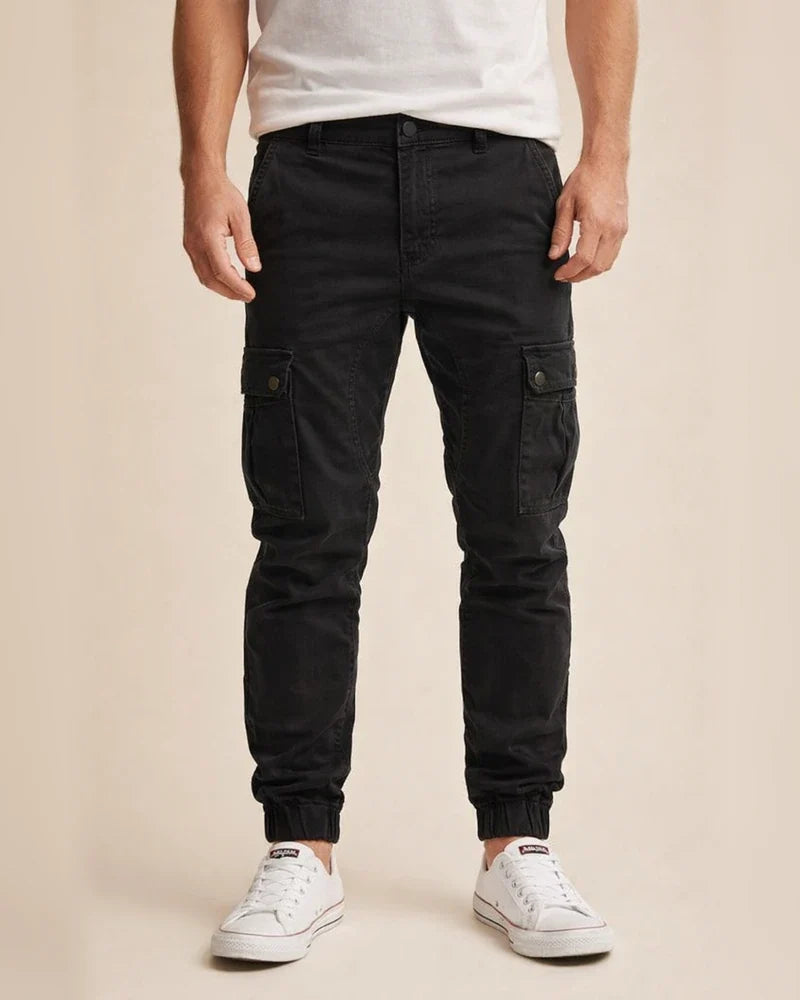 Men's Woven Casual Pants with Workwear Pockets and Cuffed Legs Solid Color Casual Pants | JRSEE:7d1a97e9-f9ca-4a62-897a-dd80846238eb