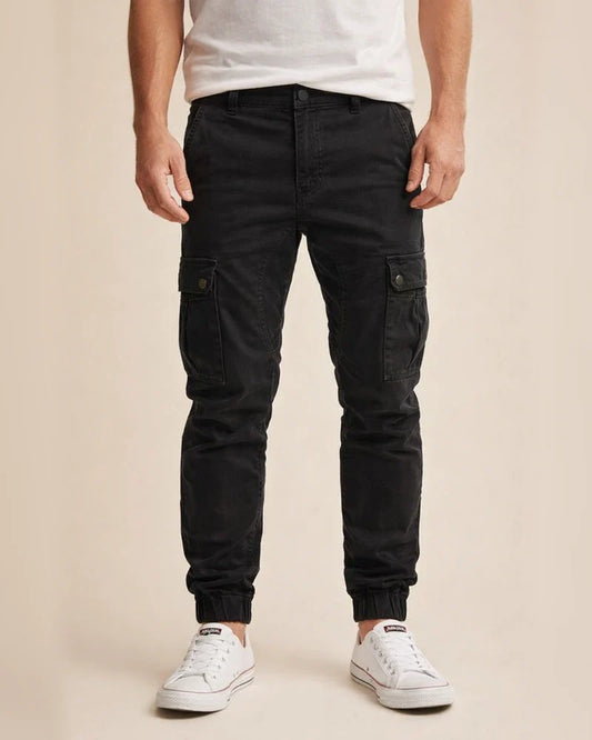 Men's Woven Casual Pants with Workwear Pockets and Cuffed Legs Solid Color Casual Pants | JRSEE:7d1a97e9-f9ca-4a62-897a-dd80846238eb