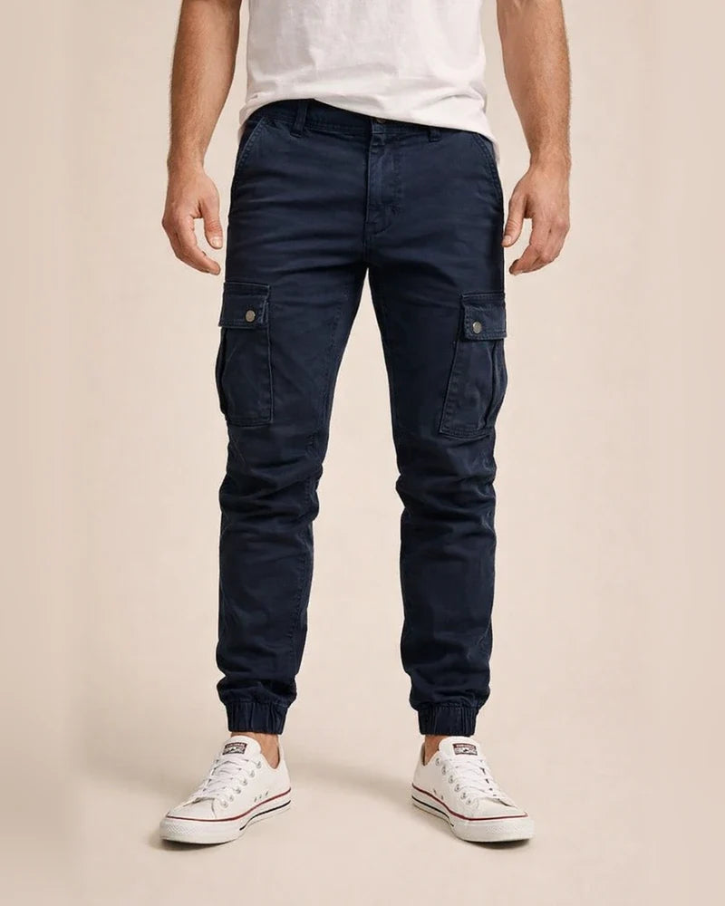 Men's Woven Casual Pants with Workwear Pockets and Cuffed Legs Solid Color Casual Pants | JRSEE:d82ae9d3-8ff9-4f60-a54a-6b30aecf31ae