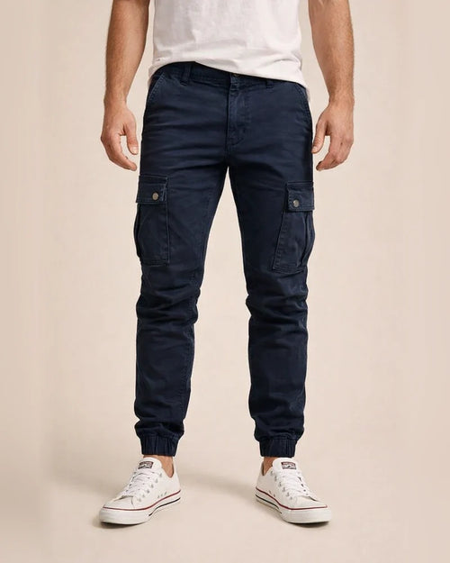 Men's Woven Casual Pants with Workwear Pockets and Cuffed Legs Solid Color Casual Pants | JRSEE:d82ae9d3-8ff9-4f60-a54a-6b30aecf31ae