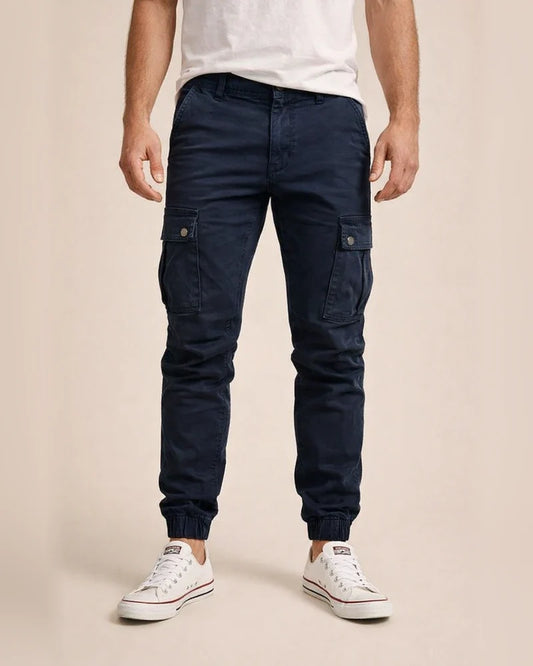 Men's Woven Casual Pants with Workwear Pockets and Cuffed Legs Solid Color Casual Pants | JRSEE:d82ae9d3-8ff9-4f60-a54a-6b30aecf31ae