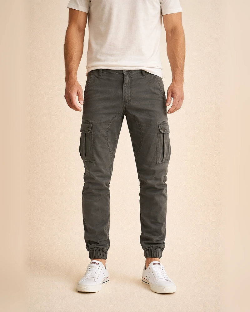 Men's Woven Casual Pants with Workwear Pockets and Cuffed Legs Solid Color Casual Pants | JRSEE:bac07310-4688-4359-b8e1-b62c22dccad2