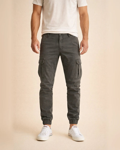 Men's Woven Casual Pants with Workwear Pockets and Cuffed Legs Solid Color Casual Pants | JRSEE:bac07310-4688-4359-b8e1-b62c22dccad2