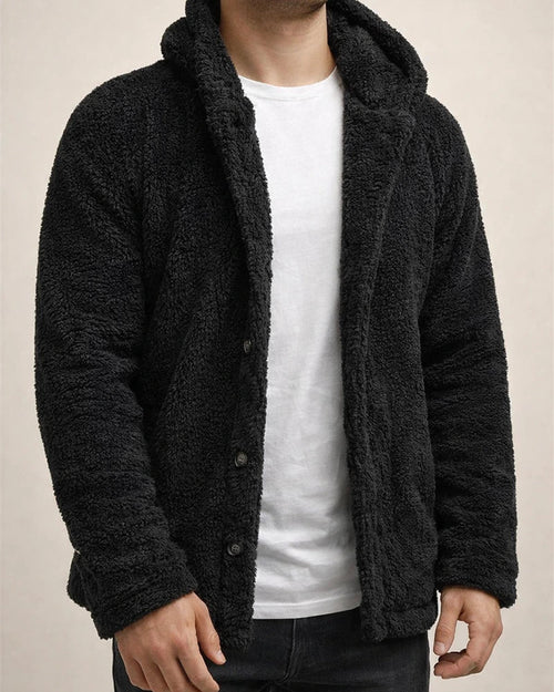 mens fuzzy sherpa jacket hoodie fluffy fleece open front cardigan button down soft coat fall outwear winter warm thicken lined jackets with pocket for men brown | JRSEE:a71f8958-06c7-4c2a-b646-c31e70ccb3a4