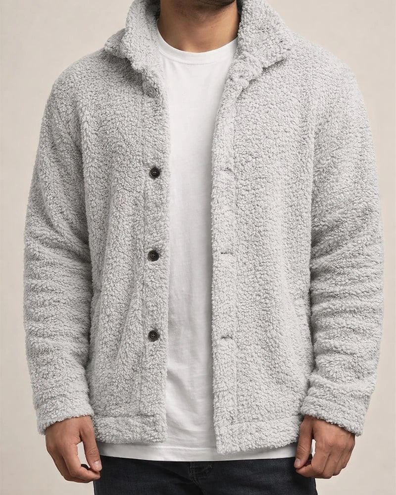 mens fuzzy sherpa jacket hoodie fluffy fleece open front cardigan button down soft coat fall outwear winter warm thicken lined jackets with pocket for men brown | JRSEE:7b41f9b0-d7bc-48c3-a491-29c5b825e219