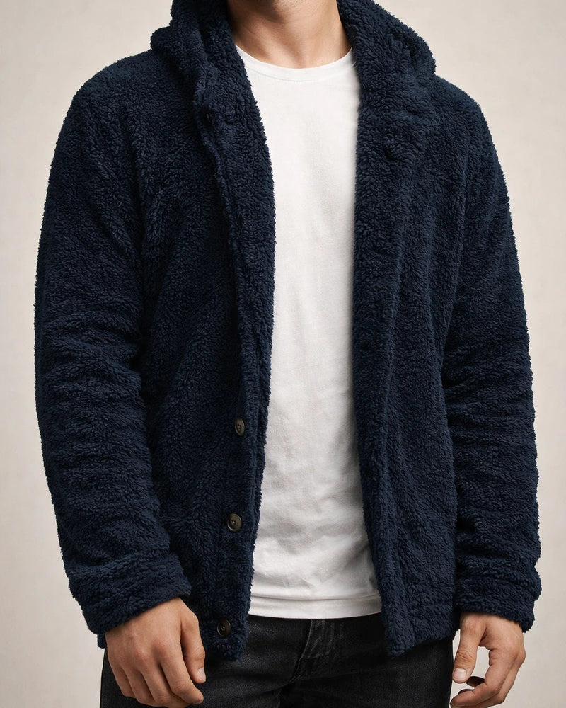mens fuzzy sherpa jacket hoodie fluffy fleece open front cardigan button down soft coat fall outwear winter warm thicken lined jackets with pocket for men brown | JRSEE:d83f8661-c02f-4dea-b1dc-918447cc3e12