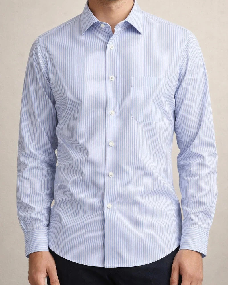 Middle-aged and Elderly Men's Long-sleeved Shirt Loose Plus Size Striped Shirt Dad Installed Middle-aged Shirt | JRSEE:693d3df3-c43b-4dcd-bda5-ce5c1463e664