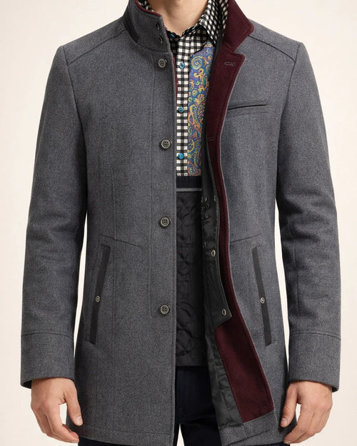 Middle-aged Men's Thickened Lapel Suit Collar Wool Tweed Coat Jacket Men's Medium-length Models | JRSEE:249d4b1b-9408-42b9-b43d-984d4bcc1bc8