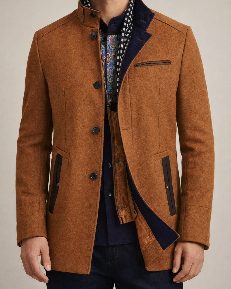 Middle-aged Men's Thickened Lapel Suit Collar Wool Tweed Coat Jacket Men's Medium-length Models | JRSEE:6302c0f2-f34a-4c8a-aa28-76caebf7aa91
