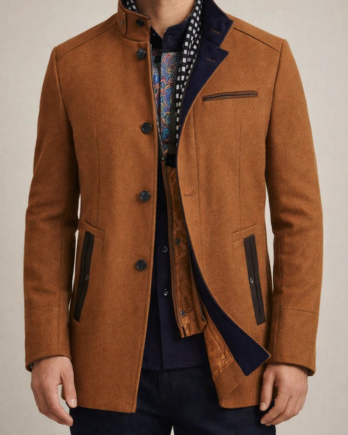 Middle-aged Men's Thickened Lapel Suit Collar Wool Tweed Coat Jacket Men's Medium-length Models | JRSEE:6302c0f2-f34a-4c8a-aa28-76caebf7aa91
