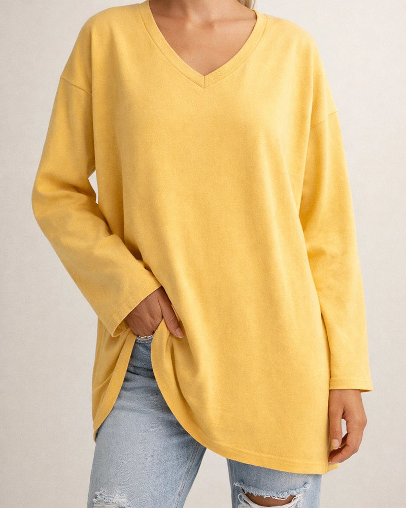 Multicolor Loose Drop Shoulder Sleeve V-neck Solid Color Female Tops | JRSEE:6499d0ce-ba2a-48ee-9cc7-29467d16e849