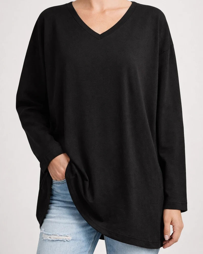 Multicolor Loose Drop Shoulder Sleeve V-neck Solid Color Female Tops | JRSEE:85e2d85f-b8e6-4e31-a2cf-21a993148d02