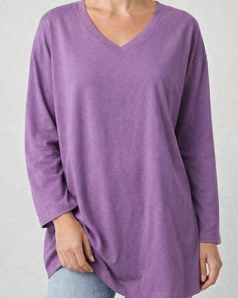 Multicolor Loose Drop Shoulder Sleeve V-neck Solid Color Female Tops | JRSEE:edd503b1-6e21-4672-a395-f79a34698cdb