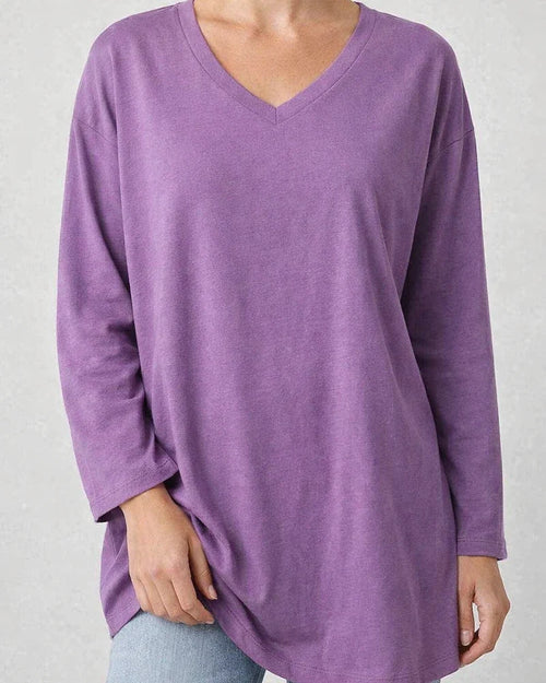 Multicolor Loose Drop Shoulder Sleeve V-neck Solid Color Female Tops | JRSEE:edd503b1-6e21-4672-a395-f79a34698cdb