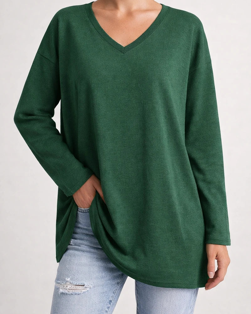 Multicolor Loose Drop Shoulder Sleeve V-neck Solid Color Female Tops | JRSEE:0c410ef7-f8a1-4ad3-aeb7-e102871a514d