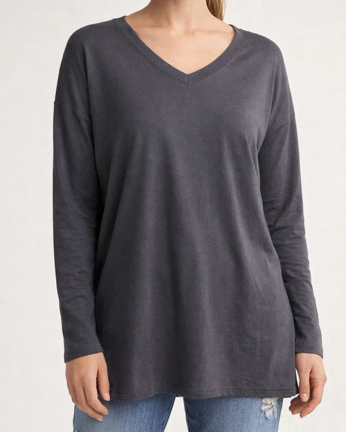 Multicolor Loose Drop Shoulder Sleeve V-neck Solid Color Female Tops | JRSEE:da856114-c10c-4a71-a618-15b068b3d021