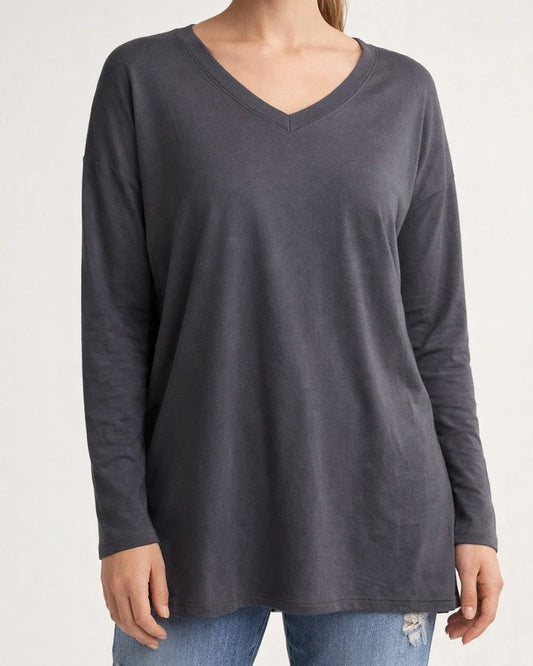 Multicolor Loose Drop Shoulder Sleeve V-neck Solid Color Female Tops | JRSEE:da856114-c10c-4a71-a618-15b068b3d021