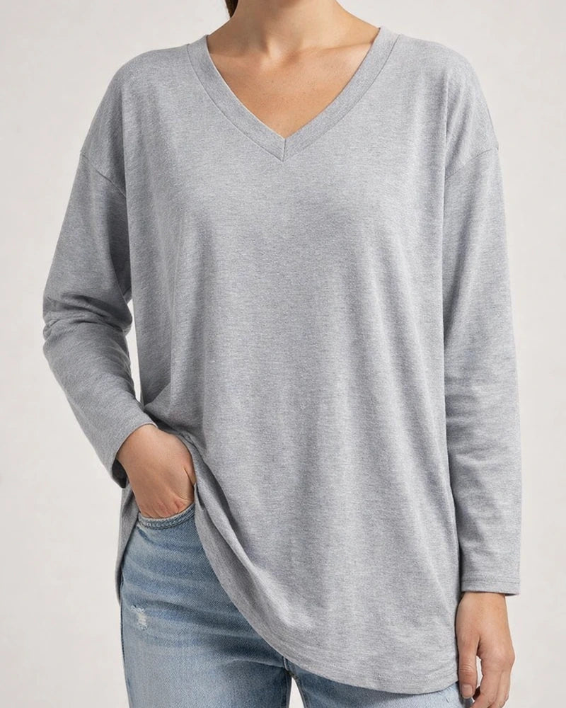 Multicolor Loose Drop Shoulder Sleeve V-neck Solid Color Female Tops | JRSEE:5f6731b4-372c-43e7-b79a-e545099527c3
