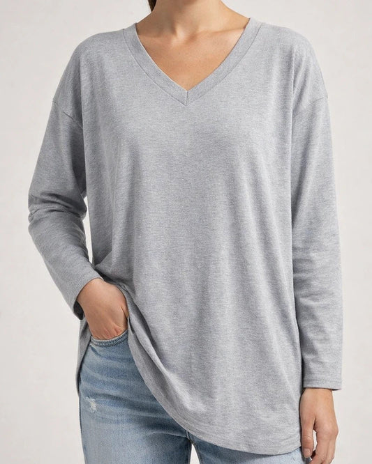 Multicolor Loose Drop Shoulder Sleeve V-neck Solid Color Female Tops | JRSEE:5f6731b4-372c-43e7-b79a-e545099527c3