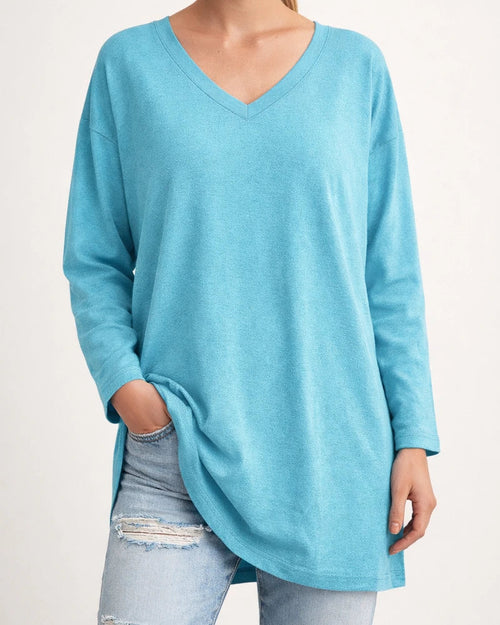 Multicolor Loose Drop Shoulder Sleeve V-neck Solid Color Female Tops | JRSEE:0eeb7865-a1da-484b-8366-a521331182ec
