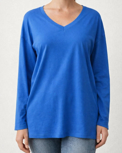 Multicolor Loose Drop Shoulder Sleeve V-neck Solid Color Female Tops | JRSEE:f205d27a-4d86-4baa-84ed-65dfb4c61dcf