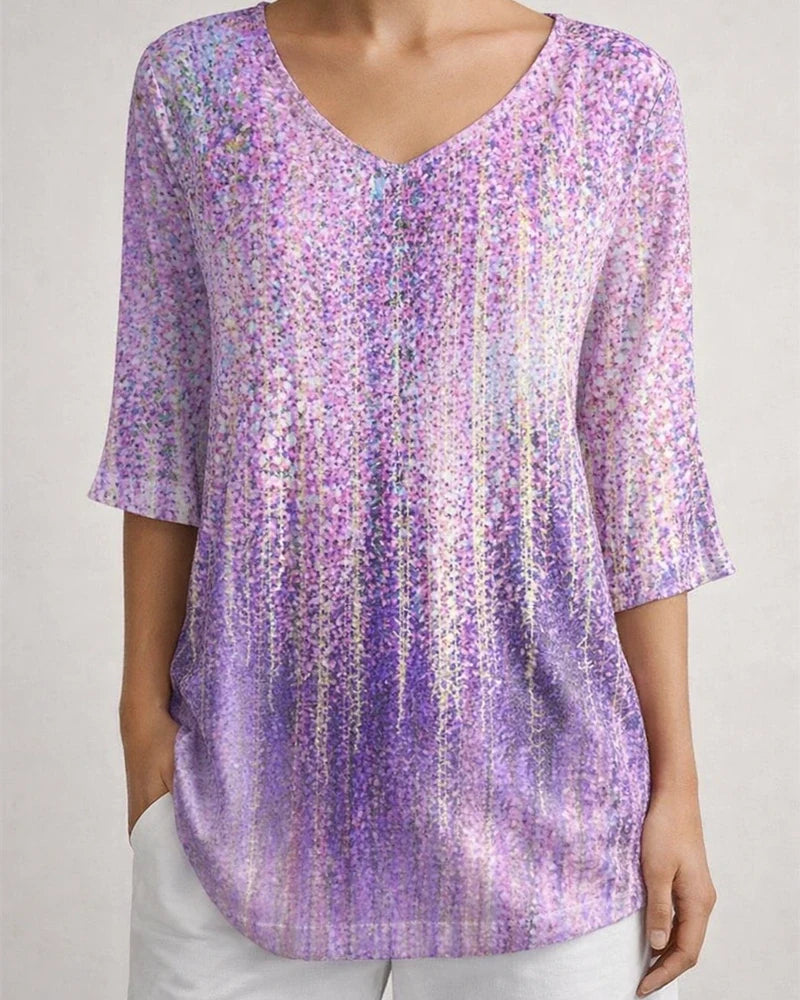 New 3D printed women's floral V-neck shirt top | JRSEE:25a8f3b6-473d-4290-8bfb-f596cb52eccd