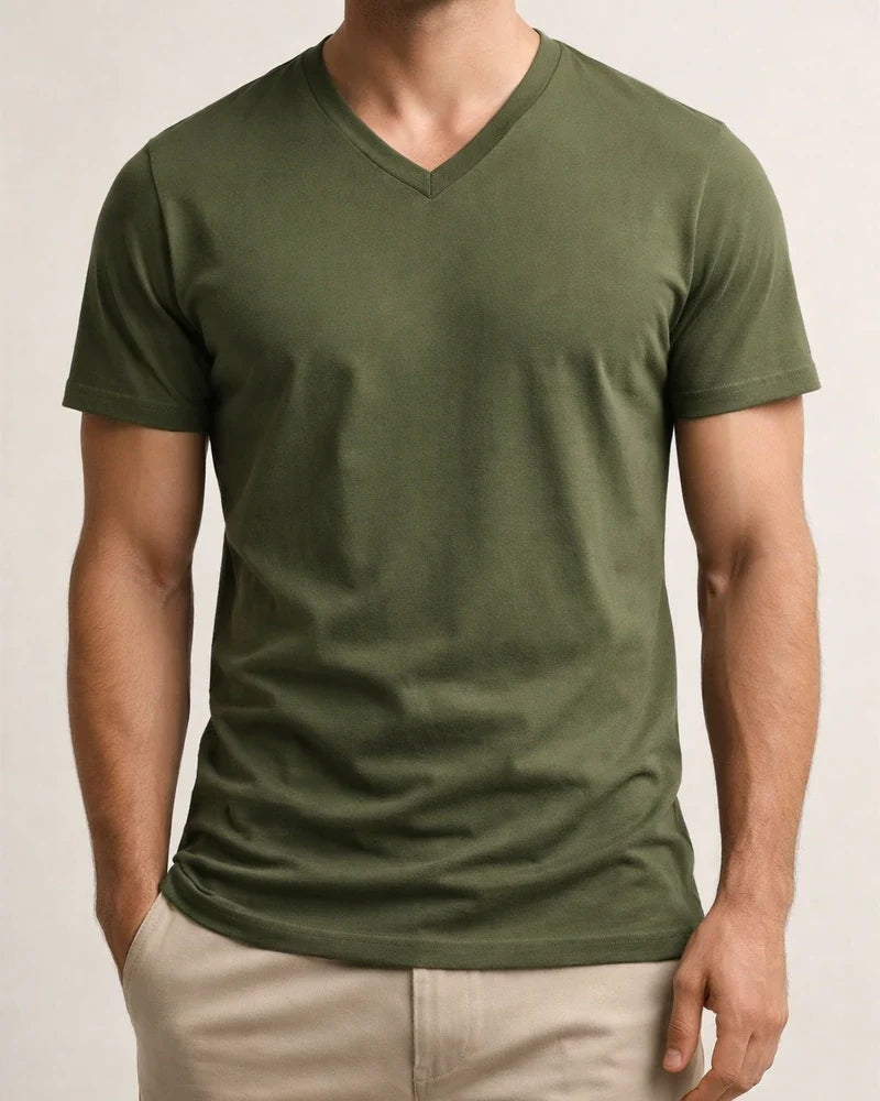 New American-Style Summer Men's Trendy V-Neck Casual Sports Short-Sleeve T-Shirt | JRSEE:4168b510-904a-4c21-a21b-aa914e9e69da